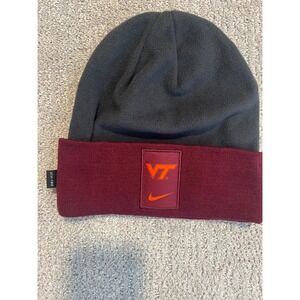 Nike Virginia Tech Hokies Dri-FIT Beanie Hat Maroon Grey VT Logo One Size